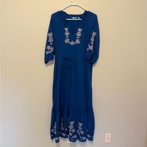 Draper James Blue Dress with White Embroidery